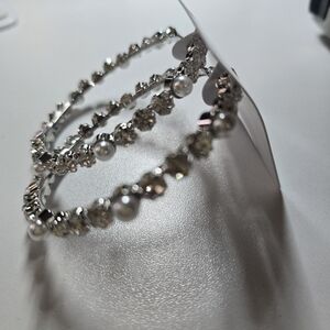 New! Hoops Earings With Silver and Pearl Studs